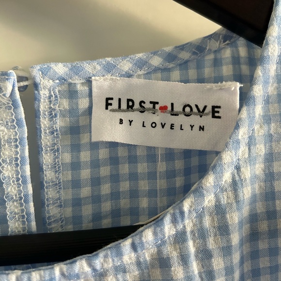 First Love Light Blue Gingham Midi Dress - Picture 6 of 8